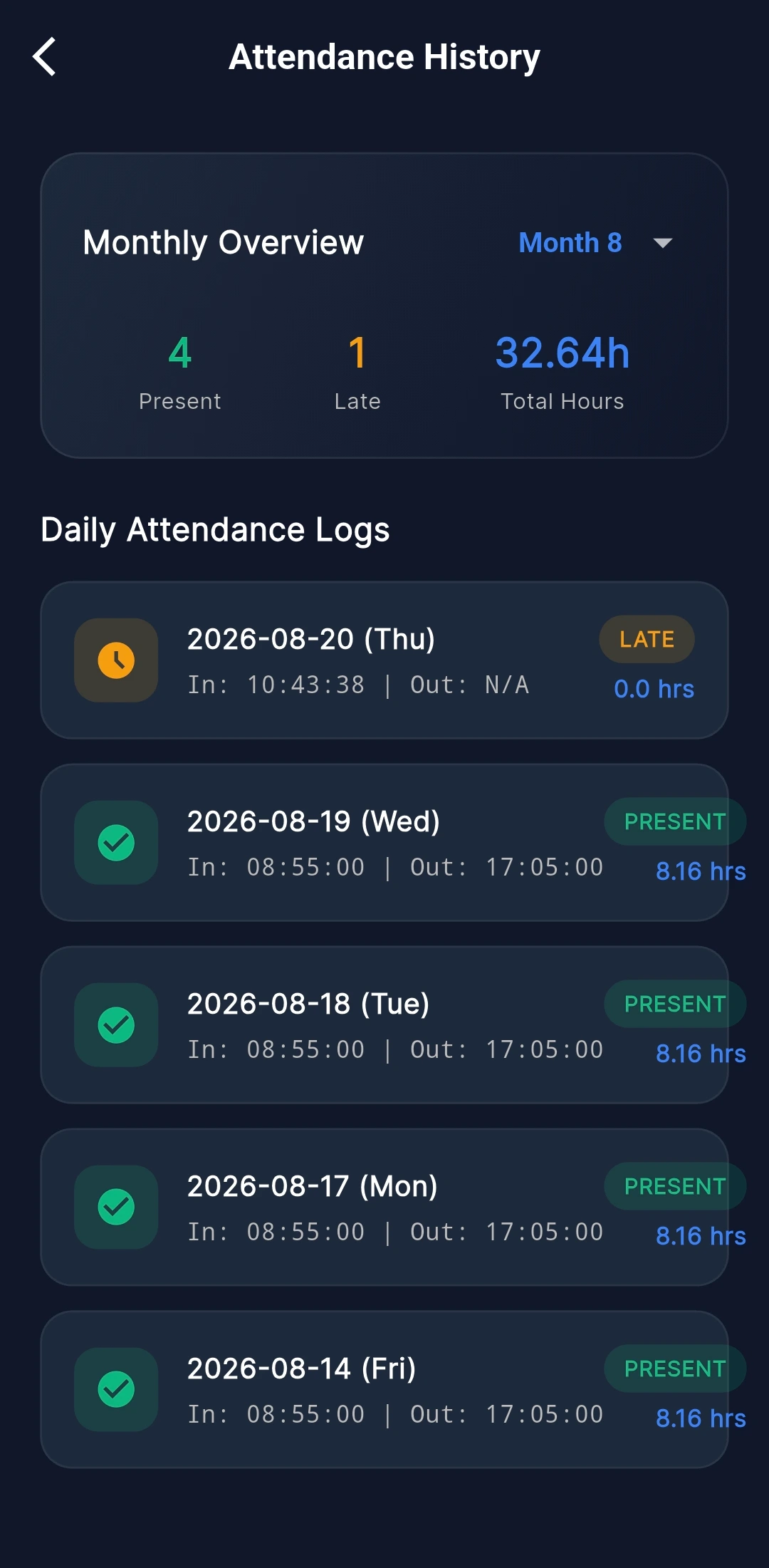 Attendance History