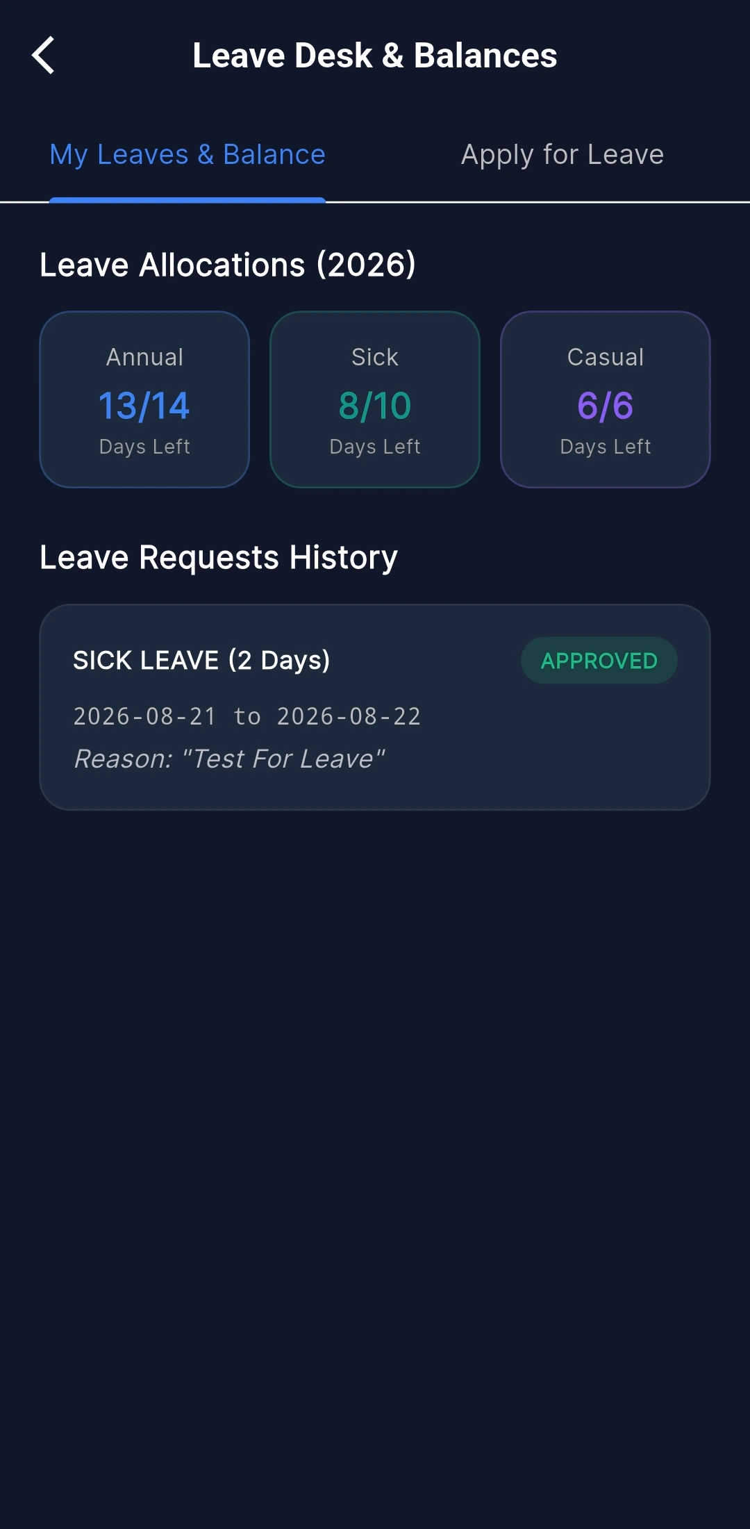 Leave Desk Screen