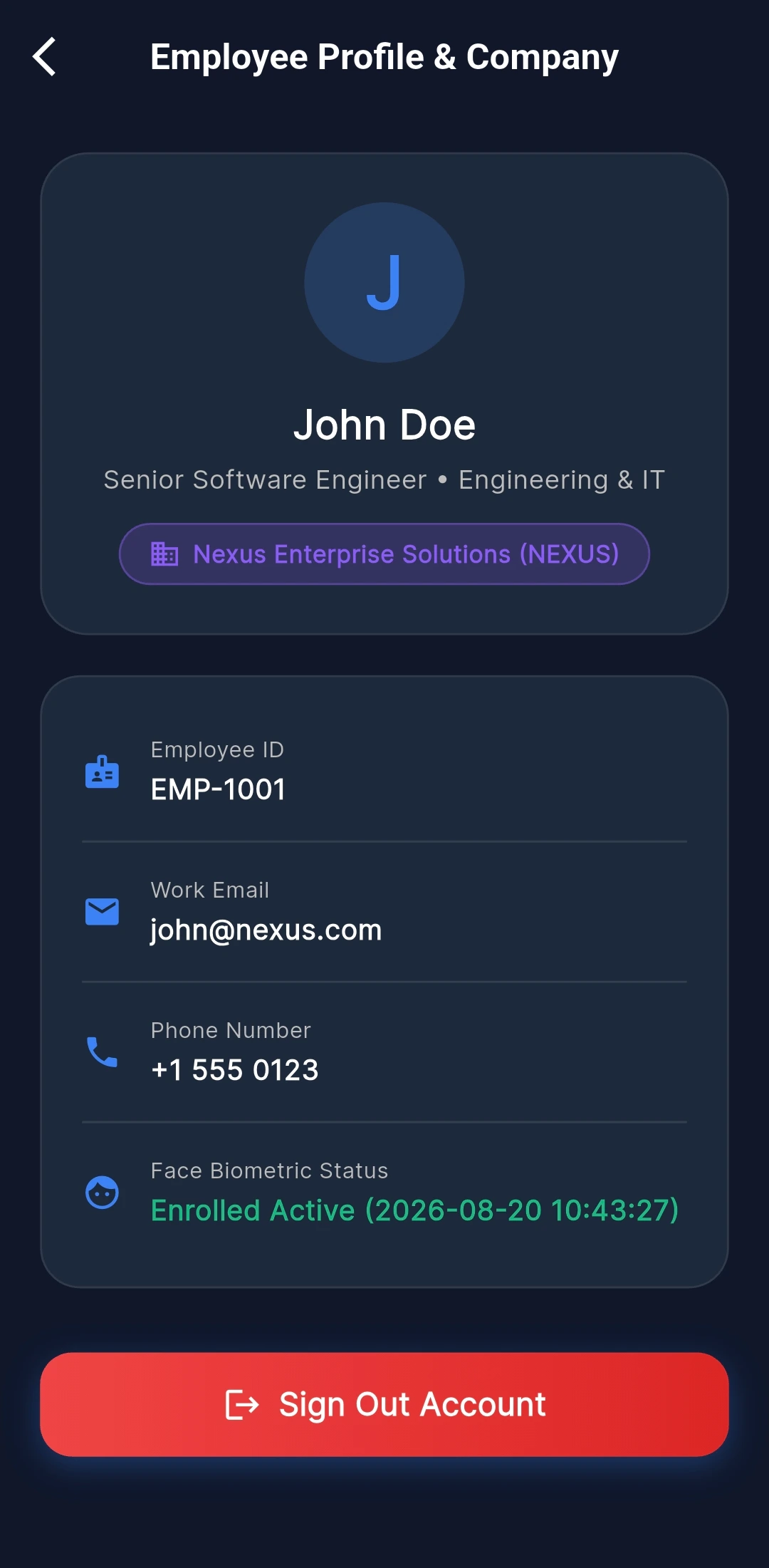 Employee Profile Screen